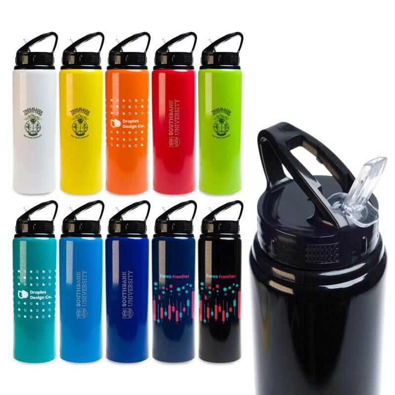 Amore 750ml Aluminium Bottle Flip Lid with Straw